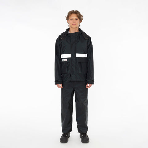 Apex rain jacket and matching bib pants kit, all black